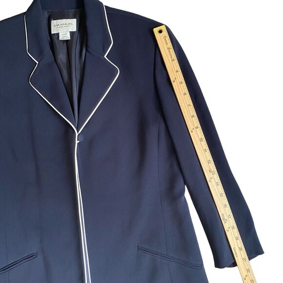Vintage Emanuel Ungaro Women Long Blazer 10  Navy Classic Designer Business - Picture 6 of 9